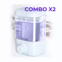 Combo Dispensador De Gel Antibacterial/Jabón Líquido Plástico Blanco De 33x18 Cm X 2 Unidades