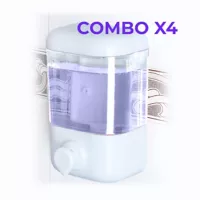 Combo Dispensador De Gel Antibacterial/Jabón Líquido Plástico Blanco De 33x18 Cm X 4 Unidades