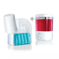 Combo Dispensador De Gel Antibacterial Blanco De 500 Ml + Dispensador De Crema Dental Soporta 5 Cepillos