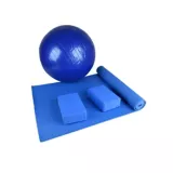 Kit De Yoga Color Azul Balón + Cubos + Tapete
