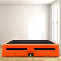 Base Cama con Cajones Semidoble 120x190 Microfibra Naranja