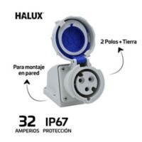 Toma Industrial Pared Exteriores Ip67 3 Polos Halux