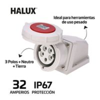 Toma Industrial Pared Exteriores Ip67 5 Polos Tapa