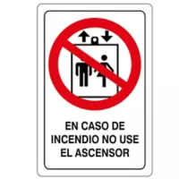 Señal Incendio No Use Ascensor 32.5X22.5Cm