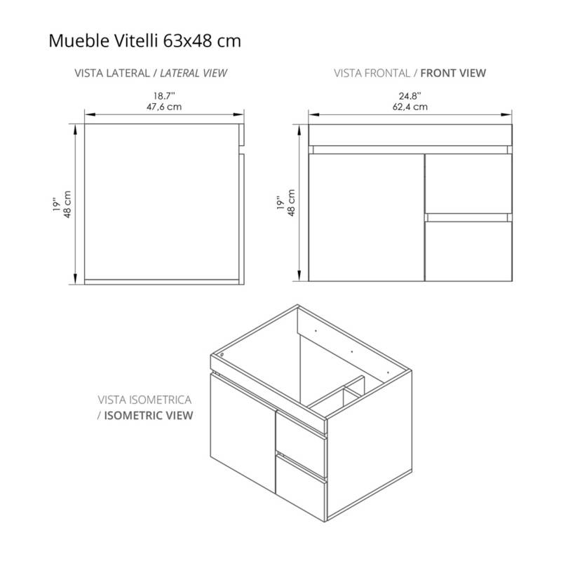 LAVAMANOS MUEBLE DE 63X48 cm