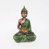 Buda Loto Verde y Cobre 22cm Poliresina