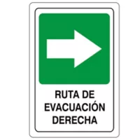 Señal Evacuacion Ruta Evacuacion Derecha 22X15