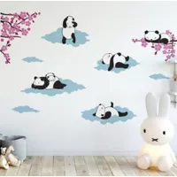 Vinilo Infantil Baby Pandas Niña 150x100cm