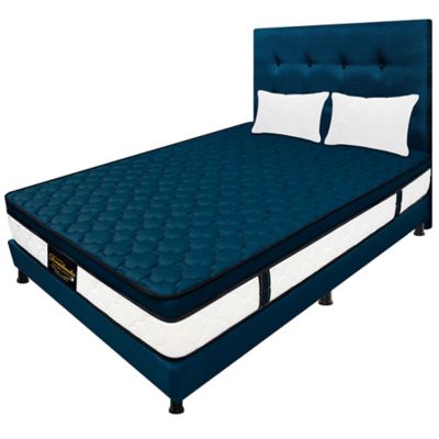 Combo Colchon 120 X 190 Stanford Relax + Base Cama Azul +