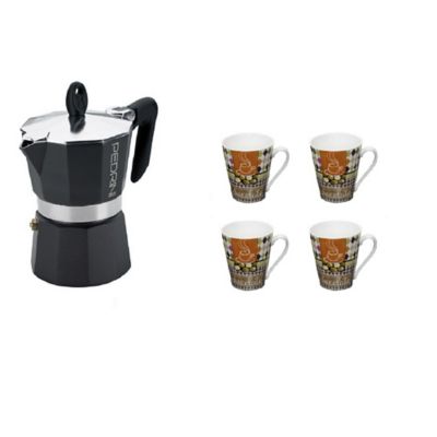 Cafetera 3 Negra Tazas Pedrini - Home Sentry