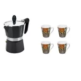 Cafetera 3 Tazas Pedrini + Set De 4 Mug