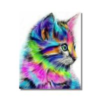 Kit Pintura: Cuadro para Pintar por Números 40x50cm Gato Colores
