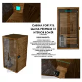 Cabina Sauna Portátil Premium 1.2x1.2m en Teca
