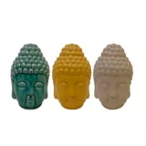 Escultura Cabeza Buda Ceramica 12 x 18.5 cm Multicolor