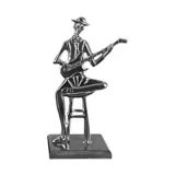 Figura Decorativa Músico Guitarrista Sentado Ref.986 Plateado