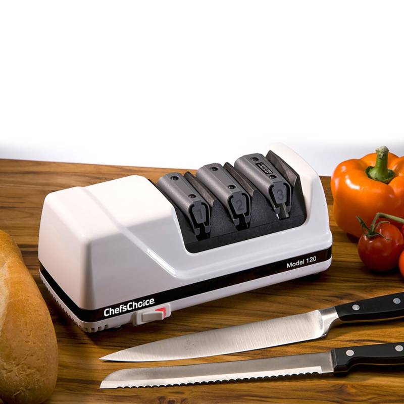 Mercer Culinary Afilador de cuchillos eléctrico de 3 etapas Triple Diamond