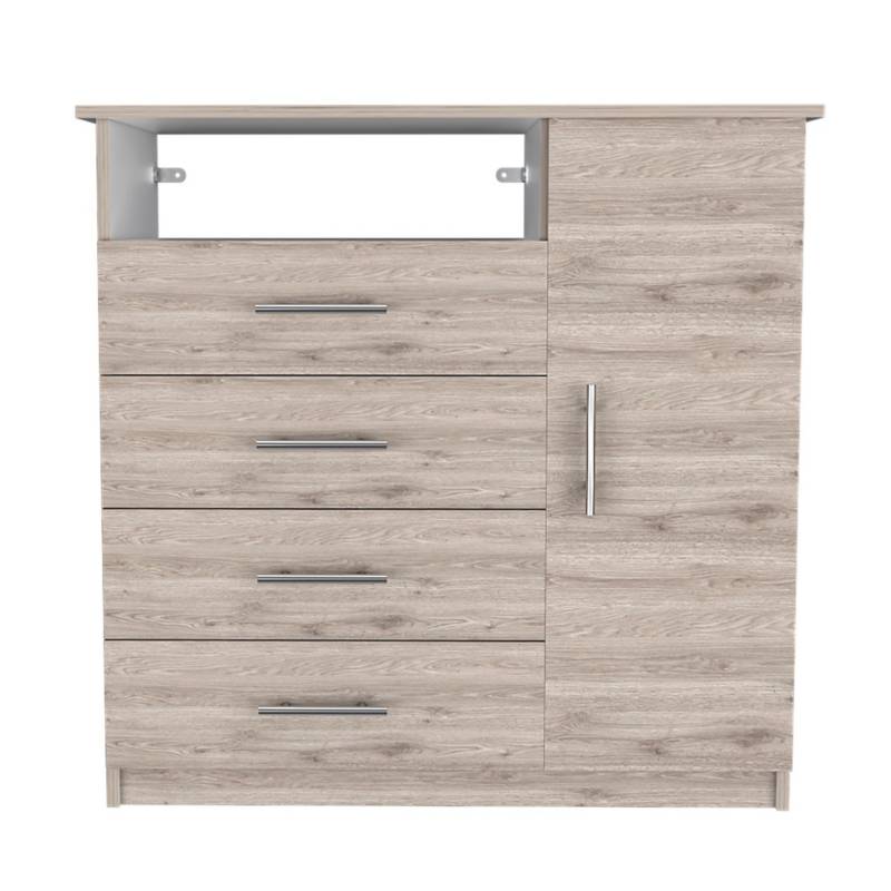 Cómoda Cajonera para Dormitorio de 4 Cajones y 1 Puerta en MDP - Blanco