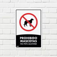 Señal Prohibido Mascotas 22x15cm Poliestireno