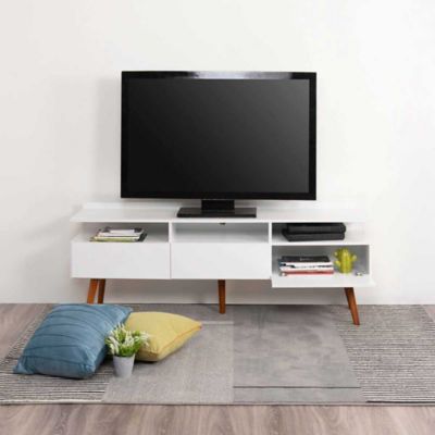 Combo Mueble de Tv y Repisa Agata Blanco 180 cm Para TV hasta 65 Pulgadas  con Tres Puertas