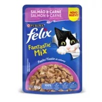 Alimento Húmedo Para Gato Fantastic Mix Salmón Carne Felix 85g