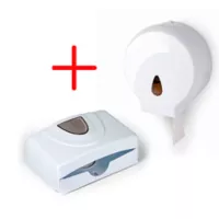 Combo Dispensador De Papel Higiénico En Plástico Blanco + Dispensador De Toallas De Papel En Color Blanco