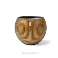 Tumatera Matera Cerámica Redonda Vase Groove 17x14x17cm Oro