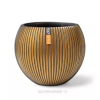 Matera Cerámica Redonda Vase Groove 29x25x29cm Oro