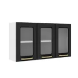 Gabinete Superior 1.05x52cm 3 Puertas Vidrio Bertolini Colors Negro