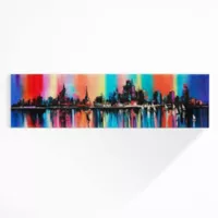 Cuadro Vidrio Ciudad Colores 110x28 cm