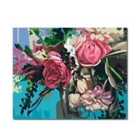 Kit de Pintura: Cuadro para Pintar por Números 40x50 Flores Bucket