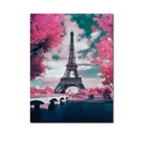 Kit de Pintura: Cuadro para Pintar por Números 40x50 Paisaje Torre Eiffel