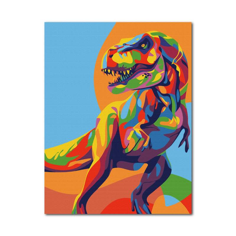 JURASSIC WORLD-T-REX - Kit Pintar Por Números - Tela 30x40 cm + 4