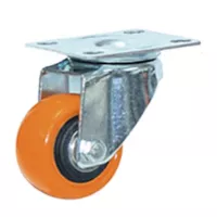 Discover Rodachina giratoria doble rodamiento Naranja PVC 50 mm