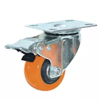 Discover Rodachina giratoria freno doble rodamiento Naranja PVC 40 mm