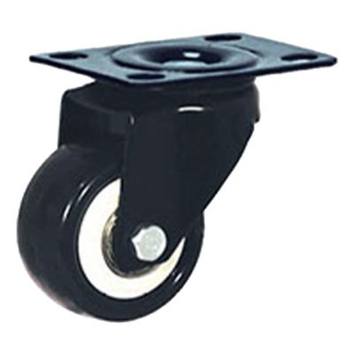 Rodachina giratoria doble rodamiento negra PVC 75 mm 