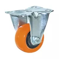Rodachina fija doble rodamiento Naranja PVC 40 mm