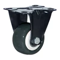 Rodachina fija doble rodamiento negra PVC 40 mm