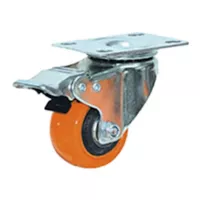 Discover Rodachina giratoria freno doble rodamiento Naranja PVC 50 mm