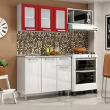 Cocina Integral 1.65 Metros Incluye Lavaplatos Poceta Izquierda Blanco Rojo