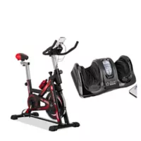 Style Stars Combo Bicicleta Spinning Con Monitor Capacidad 100 Kg Color Negro + Masajeador De Pies