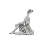 Escultura Bailarina Sentada Cerámica 17x17cm Plata
