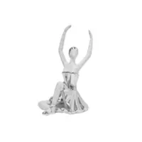 Escultura Bailarina Brazos Cerámica 16x23cm Plata