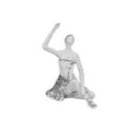 Escultura Bailarina Pierna Cerámica 20x20 Cm Plata