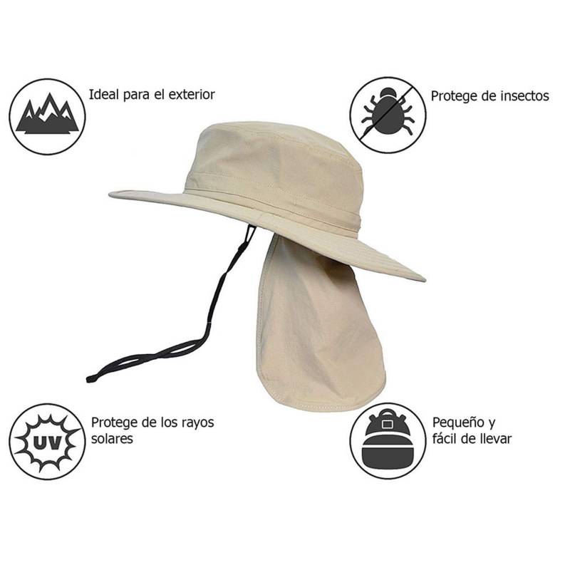 Sombrero Pescador Pesquero Hombre Mujer Safari Sol Cuello Capa
