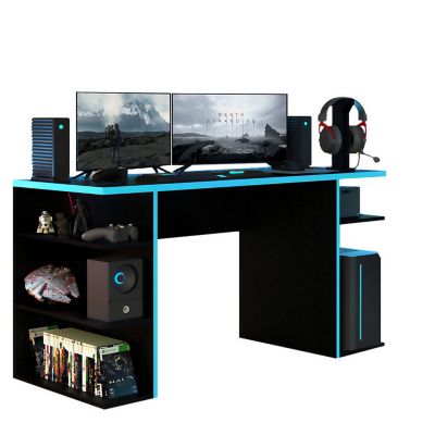 Escritorio Juegos Gamer Mesa Pc Gammer 3047 Xbox Play Negro con Azul