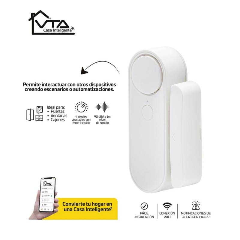 Sensor Inteligente de Apertura de Puerta y Ventana WiFi con Alarma