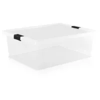 Caja Organizadora Con Broche 47.5x21x62cm 37 Litros Transparente-Negro