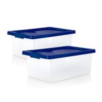 Set X2 Cajas Organizadoras con Broches 16 Lt Azul Mediterráneo