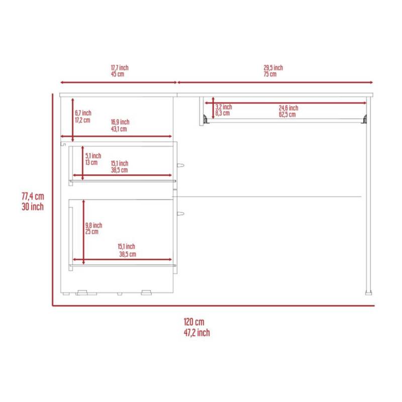 Escritorio Astana, Blanco - VIRTUAL MUEBLES