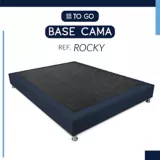 Base Cama Rocky Semidoble 120X190 Tapizado Microfibra Azul